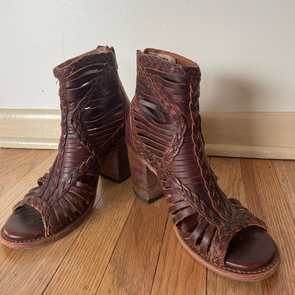 Freebird Bela Brown Leather Heeled Sandals